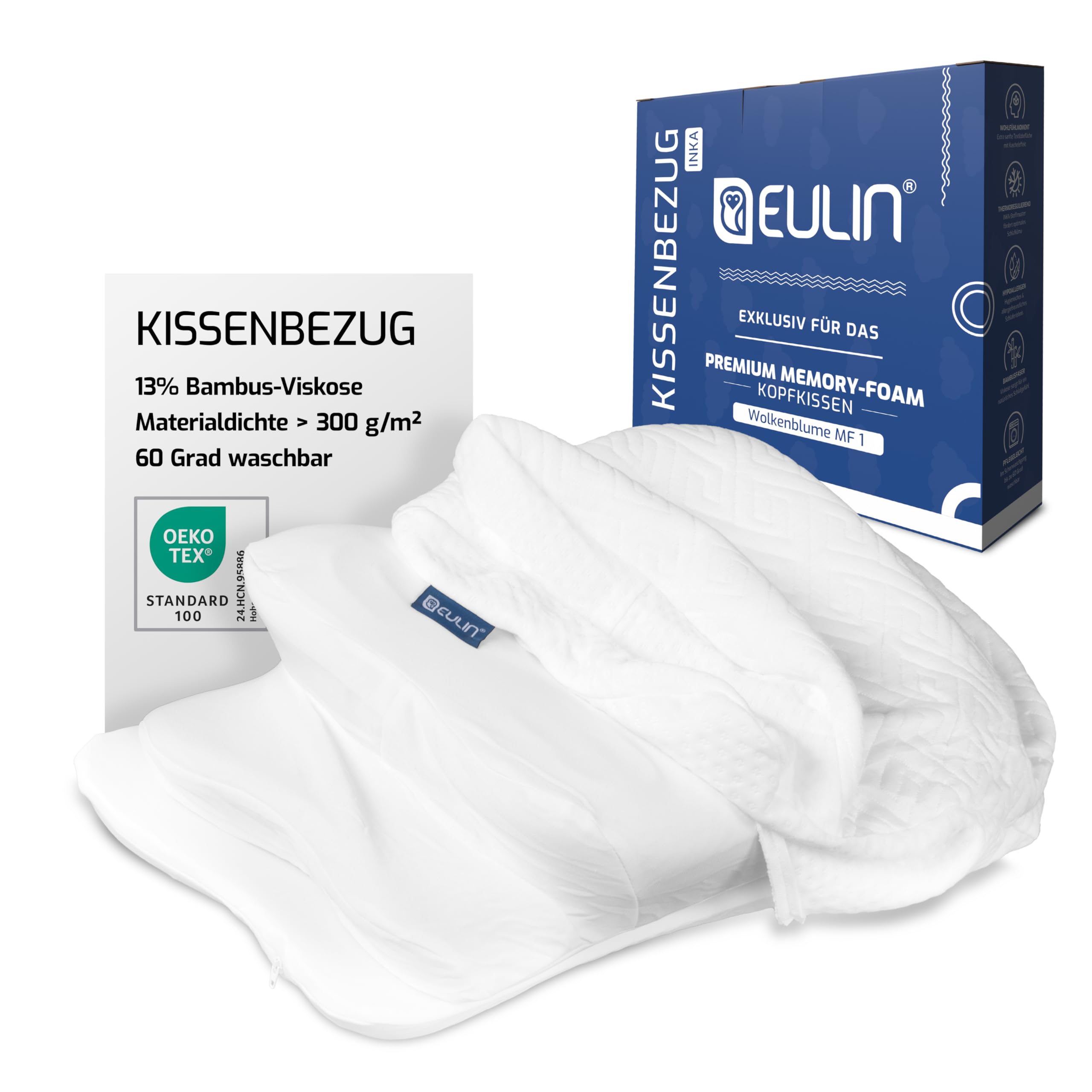 Wolkenblume Memory Foam Kissenbezug MF1 – Orthopädischer Bezug für Nackenkissen, 60°C maschinenwaschbar, ideal für Seite