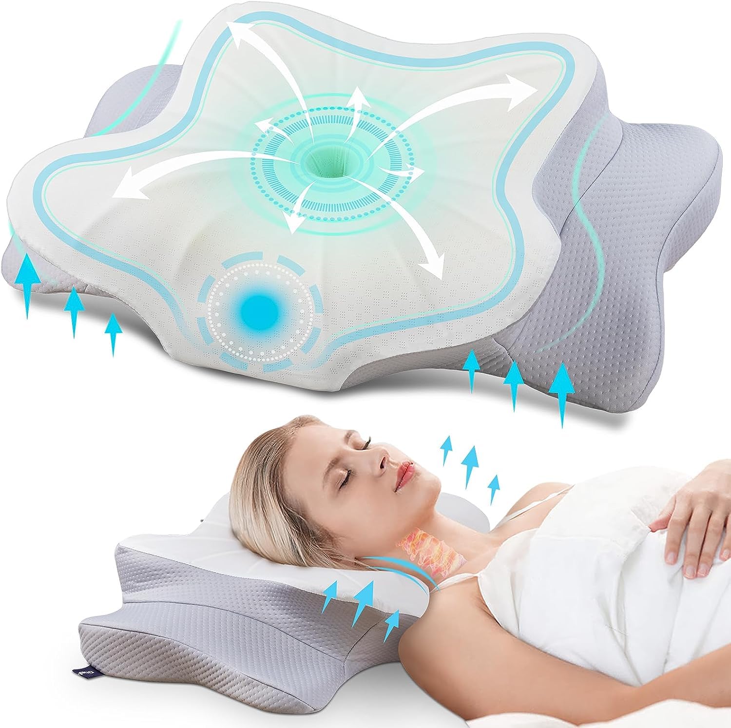 DONAMA Ergonomisches Nackenkissen aus Memory Foam für Seiten-, Rücken- & Bauchschläfer – OEKO-TEX STANDARD 100, optimale