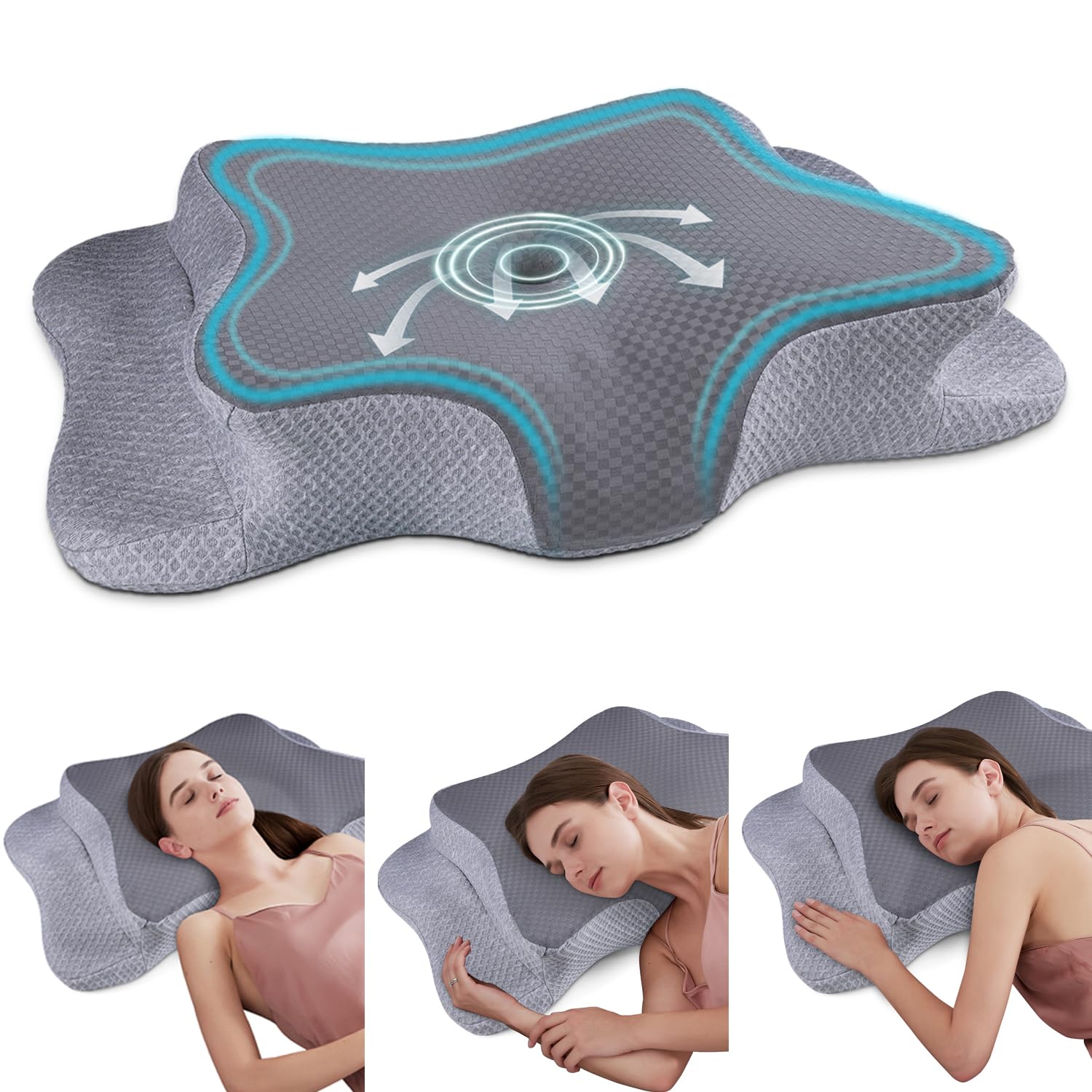 Ergonomisches Memory Foam Kissen für Nacken- und Schulterschmerzlinderung, ideales Gebärmutterhalskissen für Seitenschlä